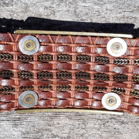 Streets Ahead Woven Leather & Brass Wide Belt S main image 8